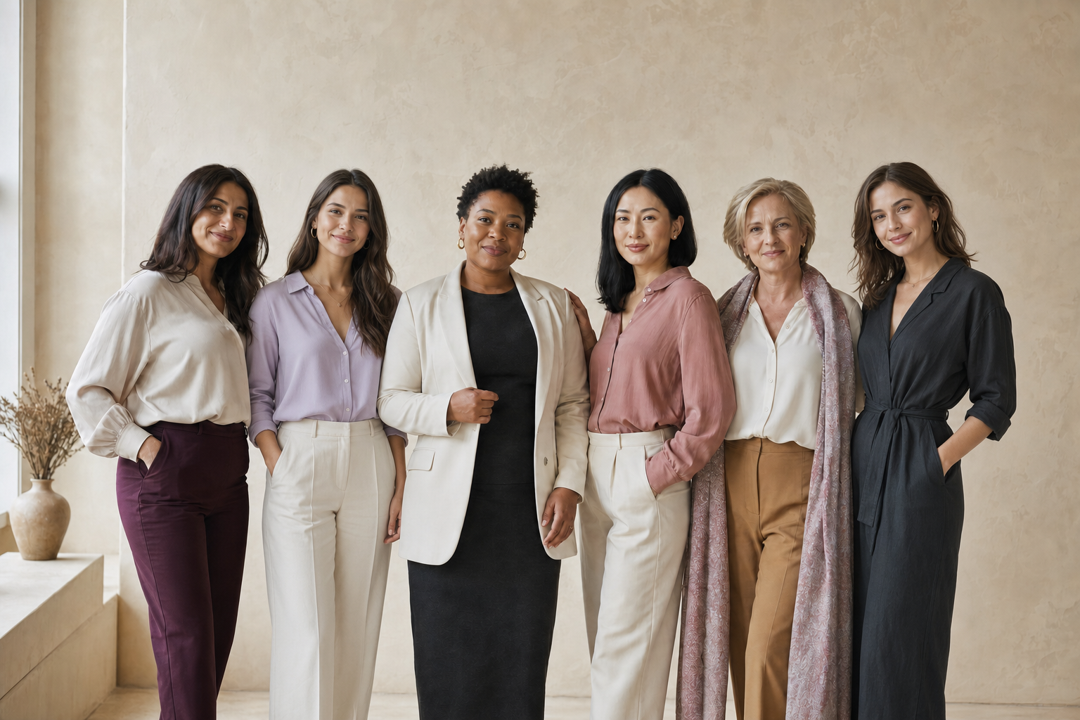 Professional women from different generations standing together